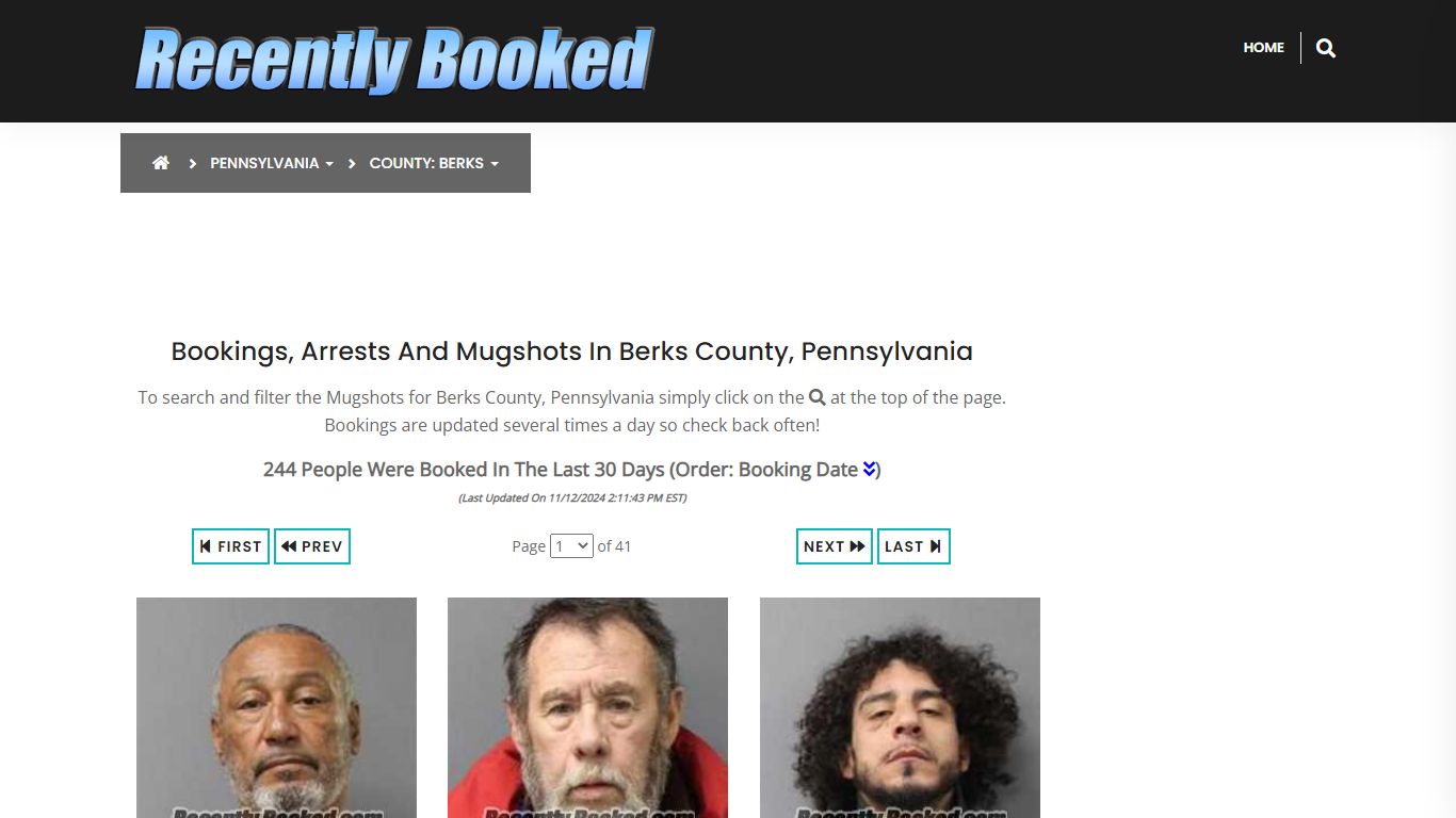 Bookings, Arrests and Mugshots in Berks County, Pennsylvania