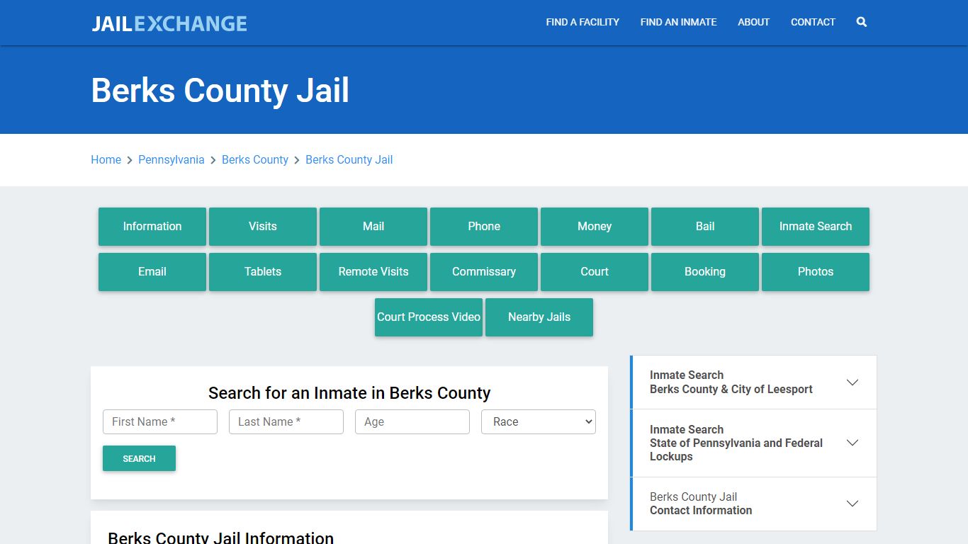 Berks County Jail Roster Lookup, PA, Inmate Search